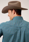 MENS LONG SLEEVE BUTTON AZURE NEAT WESTERN SHIRT