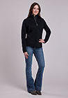 Roper Women's Black Ribbed 1/4 Zip Pullover - 03-098-0638-6185