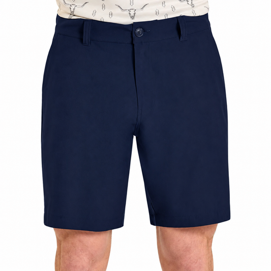 navy shorts with white background