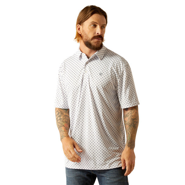 MNS All Over Print Polo White Geo - 10055186