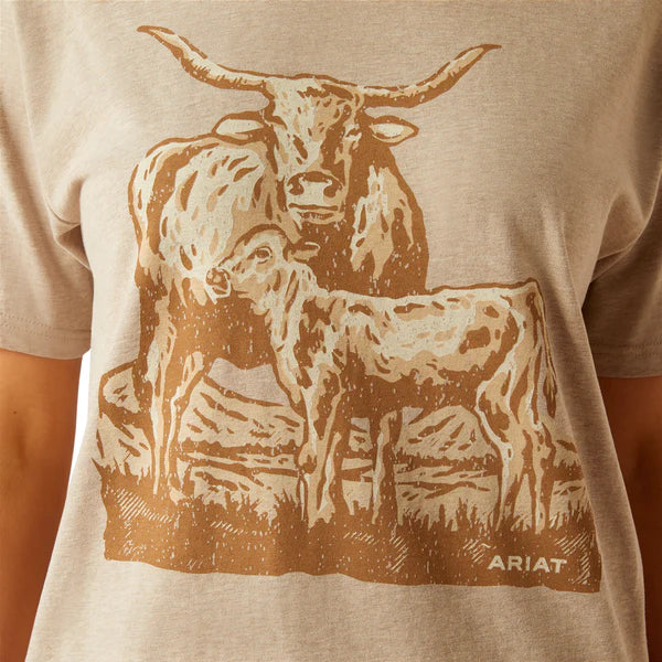 Ariat Women's Longhorn Short Sleeve T-Shirt - Oatmeal Heather