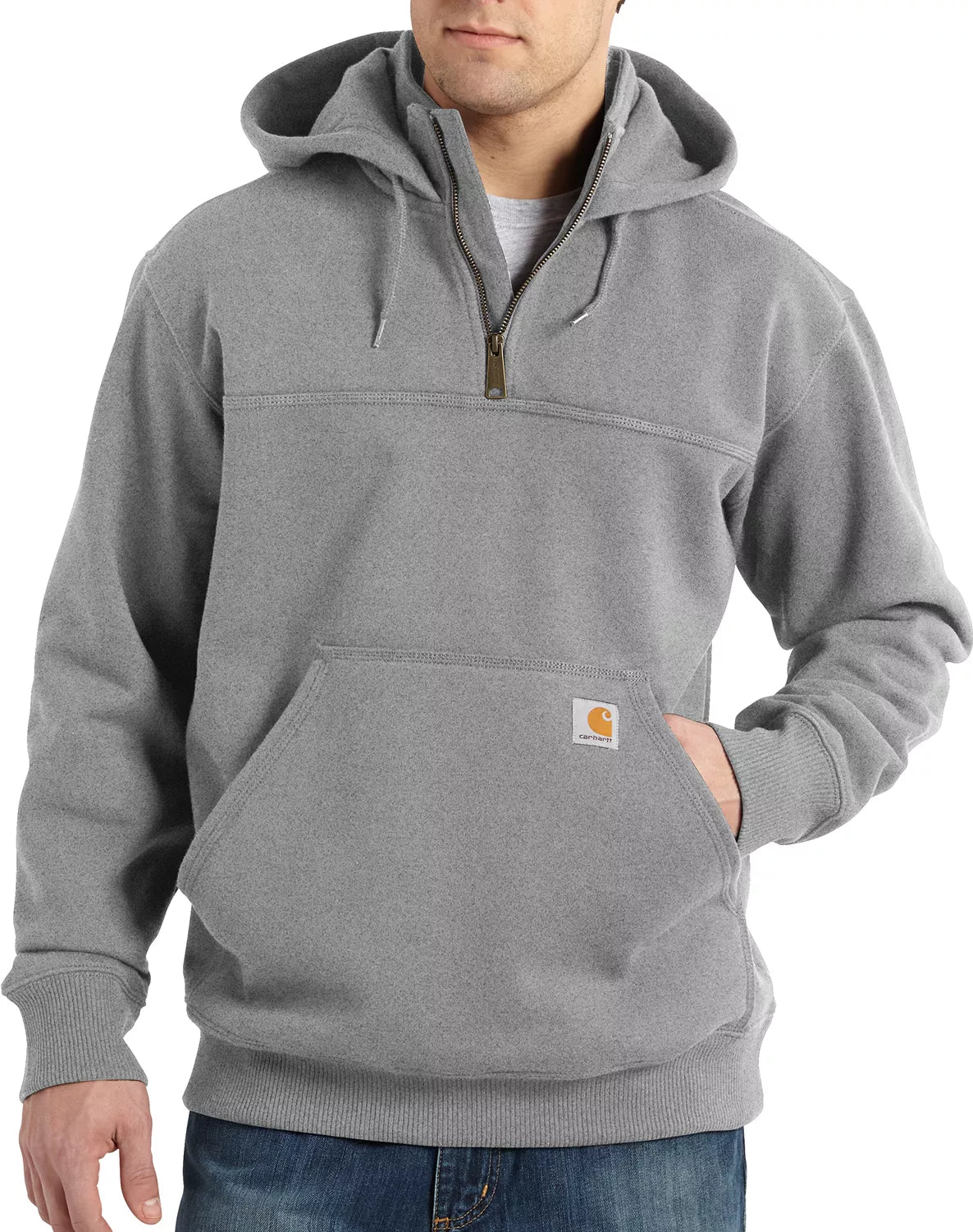 Carhartt Men's Rain Defender Loose Fit Heavyweight Quarter-Zip Hoodie Heather Gray