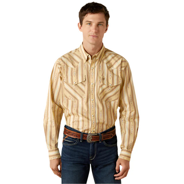 Men's Tommy Long Sleeve Snap Shirt In Beige