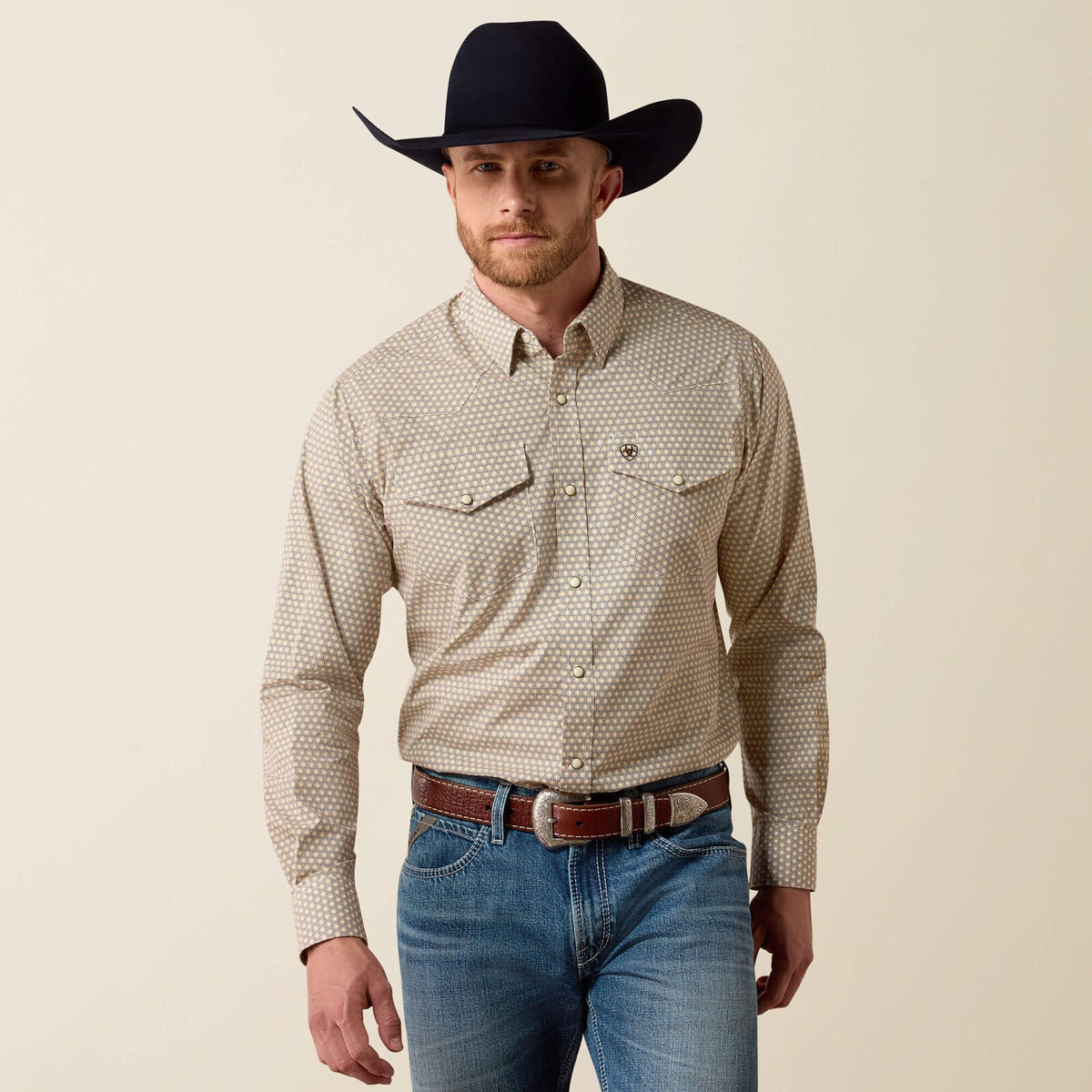 Ariat Men's Pilar Classic Fit Snap Shirt White Geo Print - 10080624