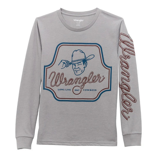 Wrangler Ultimate Gray Tip of the Hat Boy's Longsleeve T-Shirt