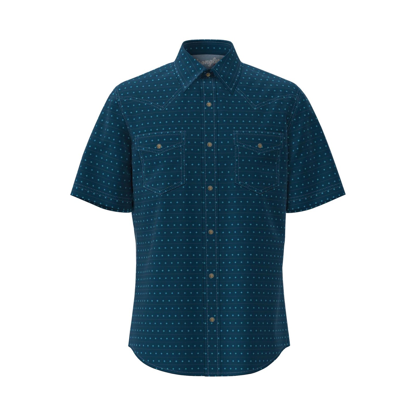 Wrangler® 20X® Competition Advanced Comfort Short Sleeve Shirt - Classic Fit - Navy/Turquoise