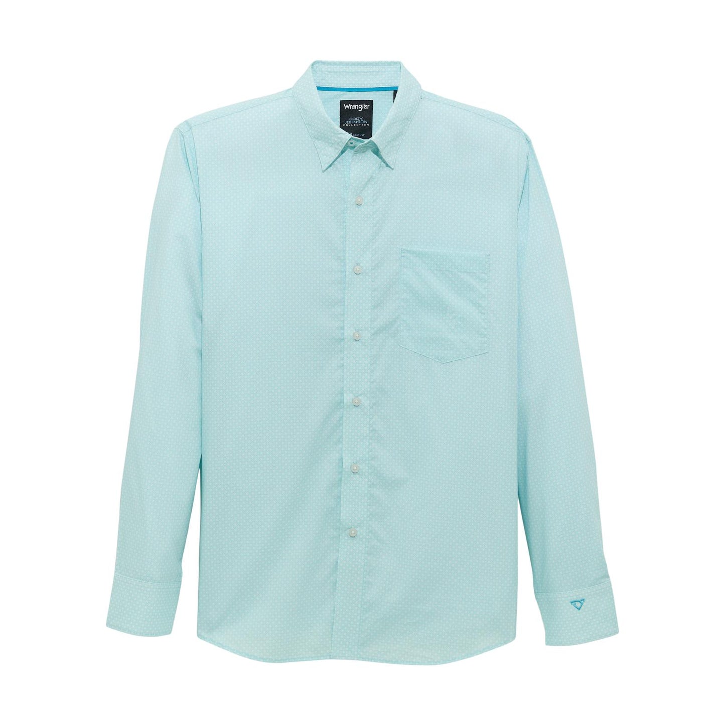 MEN'S Wrangler® X Cody Johnson Long Sleeve Shirt - Classic Fit - Aqua/White