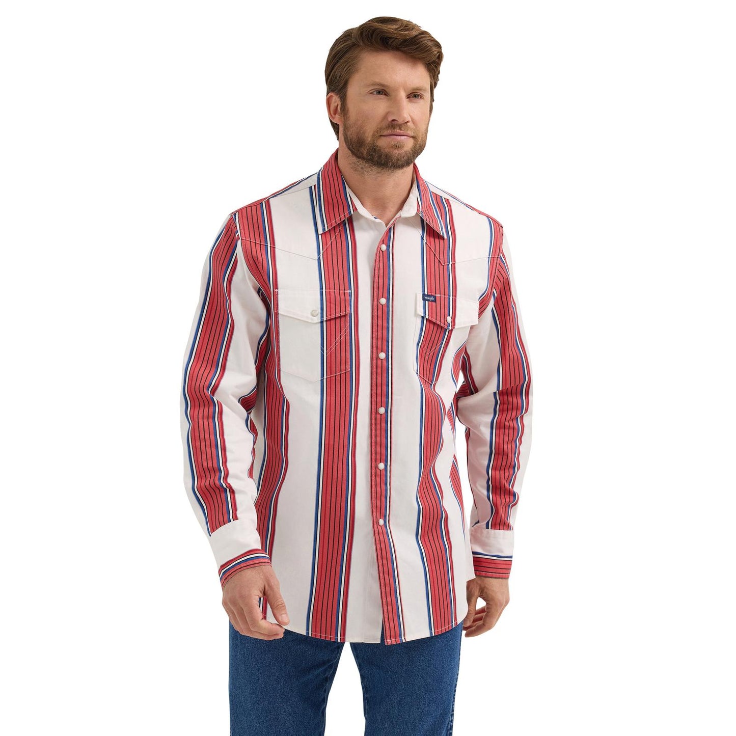 MEN'S Wrangler® Vintage Inspired Long Sleeve Shirt - Brushpopper Stripe