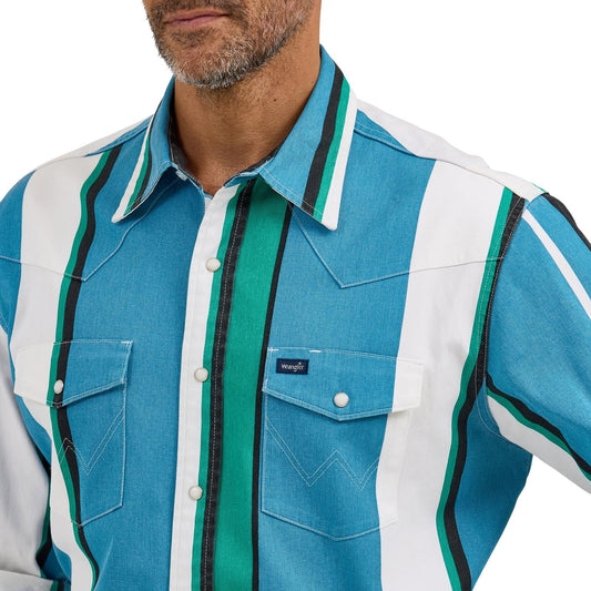 Wrangler® Vintage Inspired Long Sleeve Shirt - Classic Fit - Blue Multi Stripe