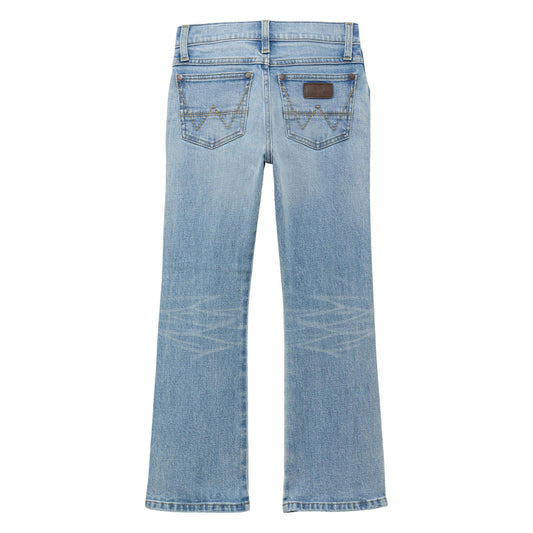 Light blue denim jeans on a white background