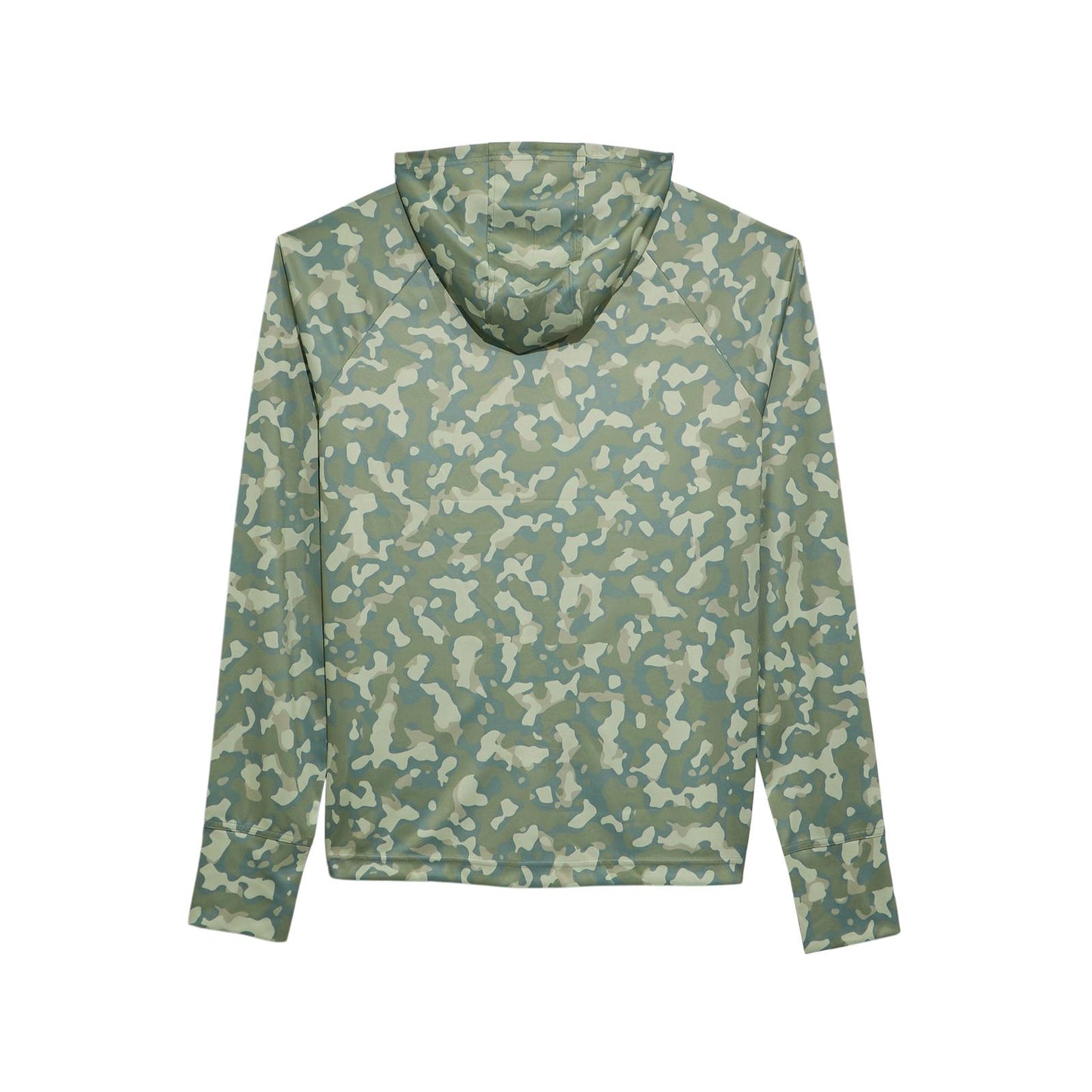 Camouflage-patterned hoodie on a white background