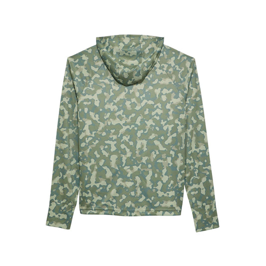 Camouflage-patterned hoodie on a white background