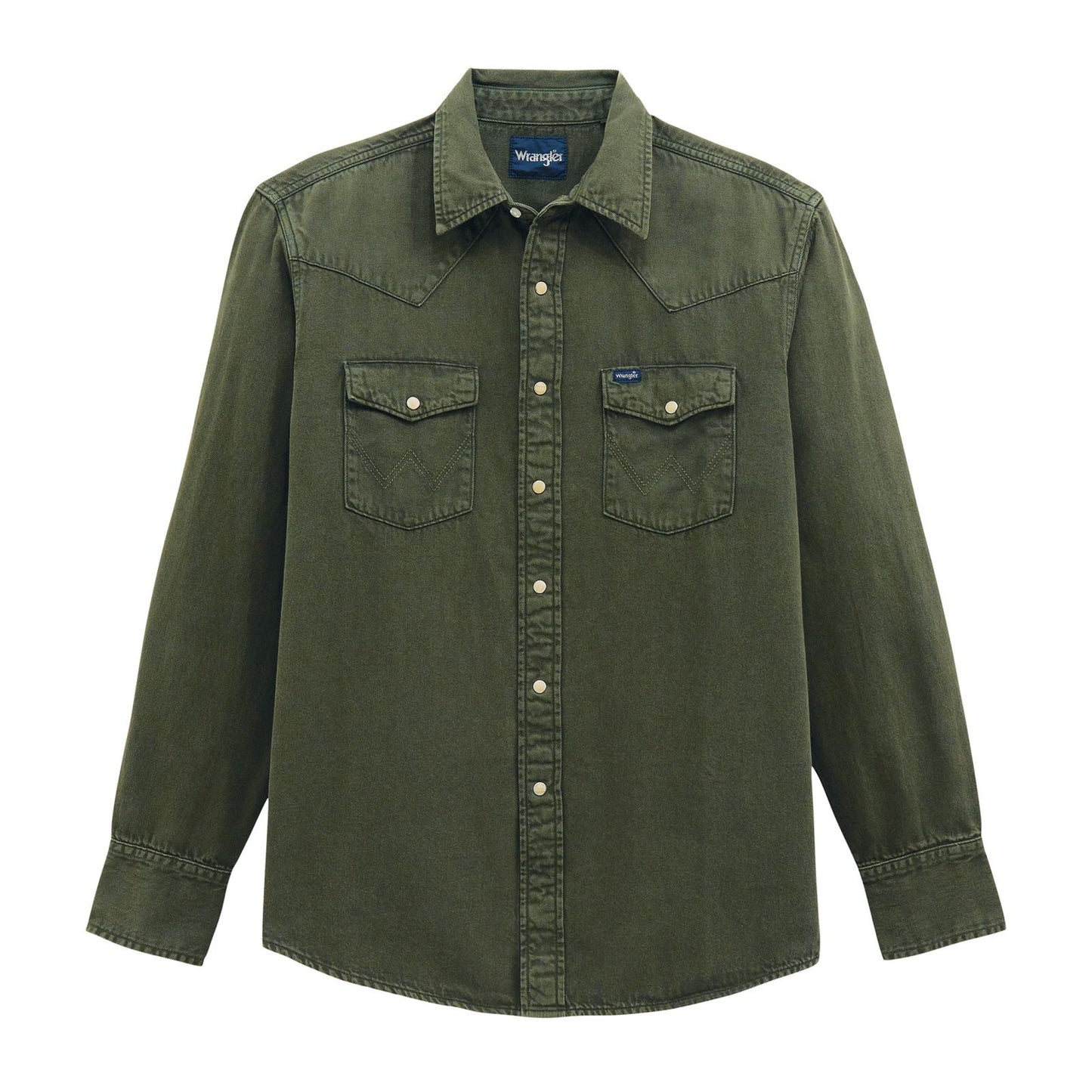 Wrangler® Denim Long Sleeve Shirt - Olive Denim - 112381633