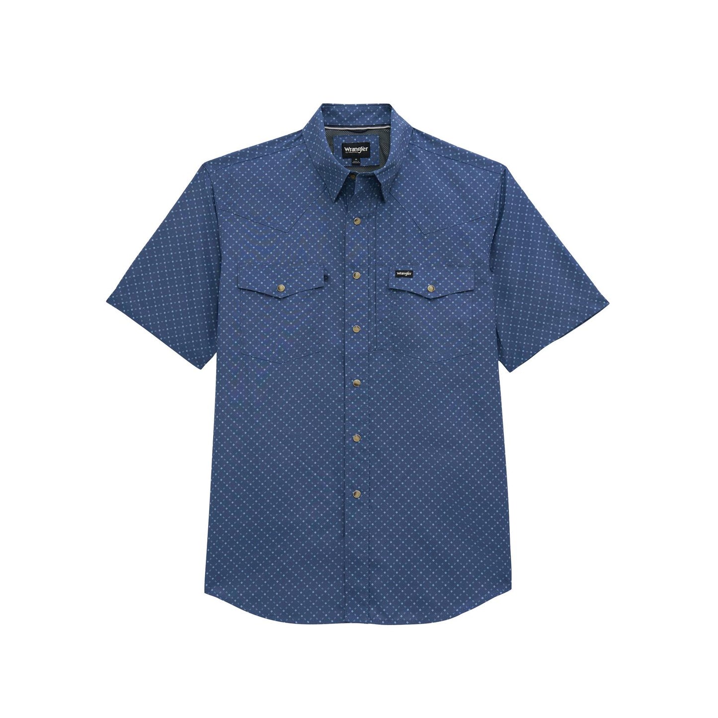 Vintage Indigo Lattice Western Performance Short Sleeve Shirt
