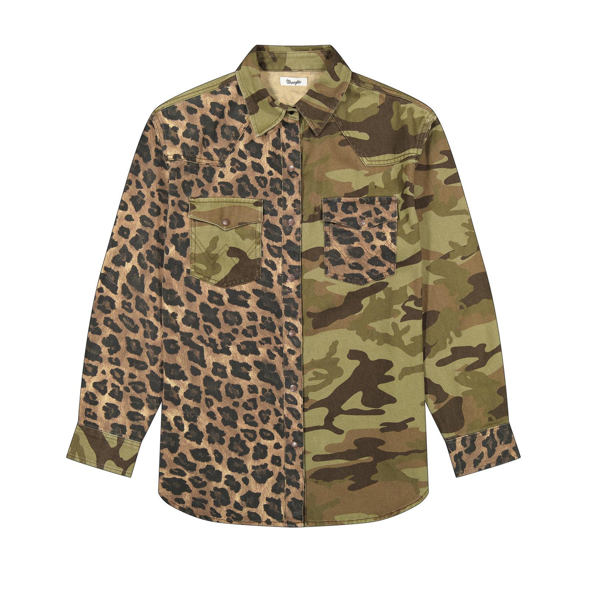 Wrangler Retro® Vintage Boyfriend Pieced Snap Shirt - Green - 112385325