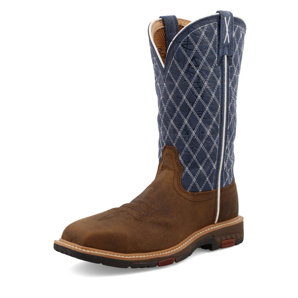 11" Western Work Boot - Brown & Blue - WXBN001