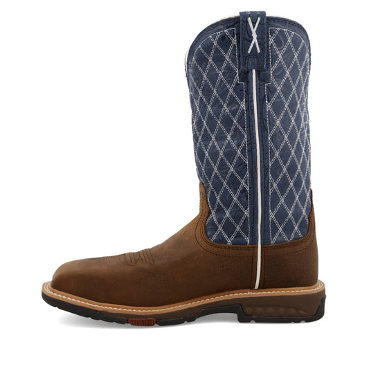 11" Western Work Boot - Brown & Blue - WXBN001
