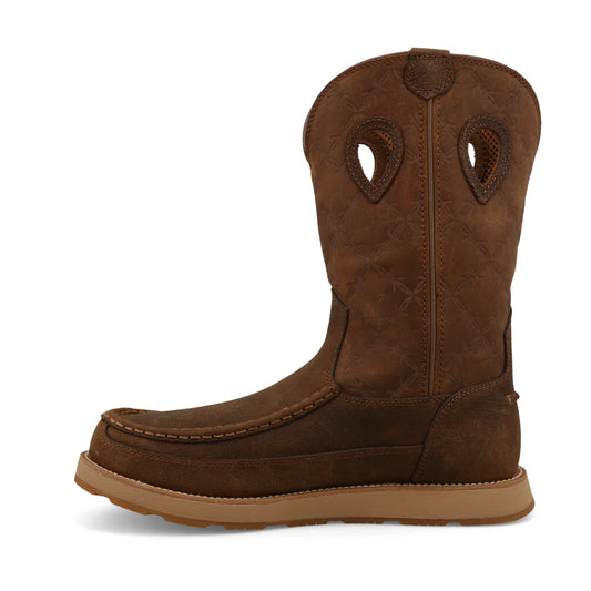 11" Work Pull On Wedge Sole Boot - Brunette & Pecan - MCBX001