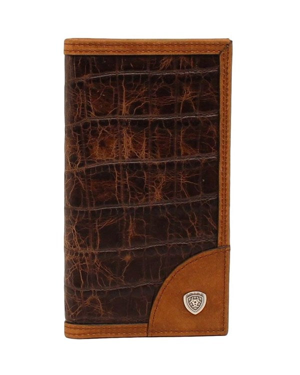 Ariat Men's Croco Print Leather Rodeo Wallet