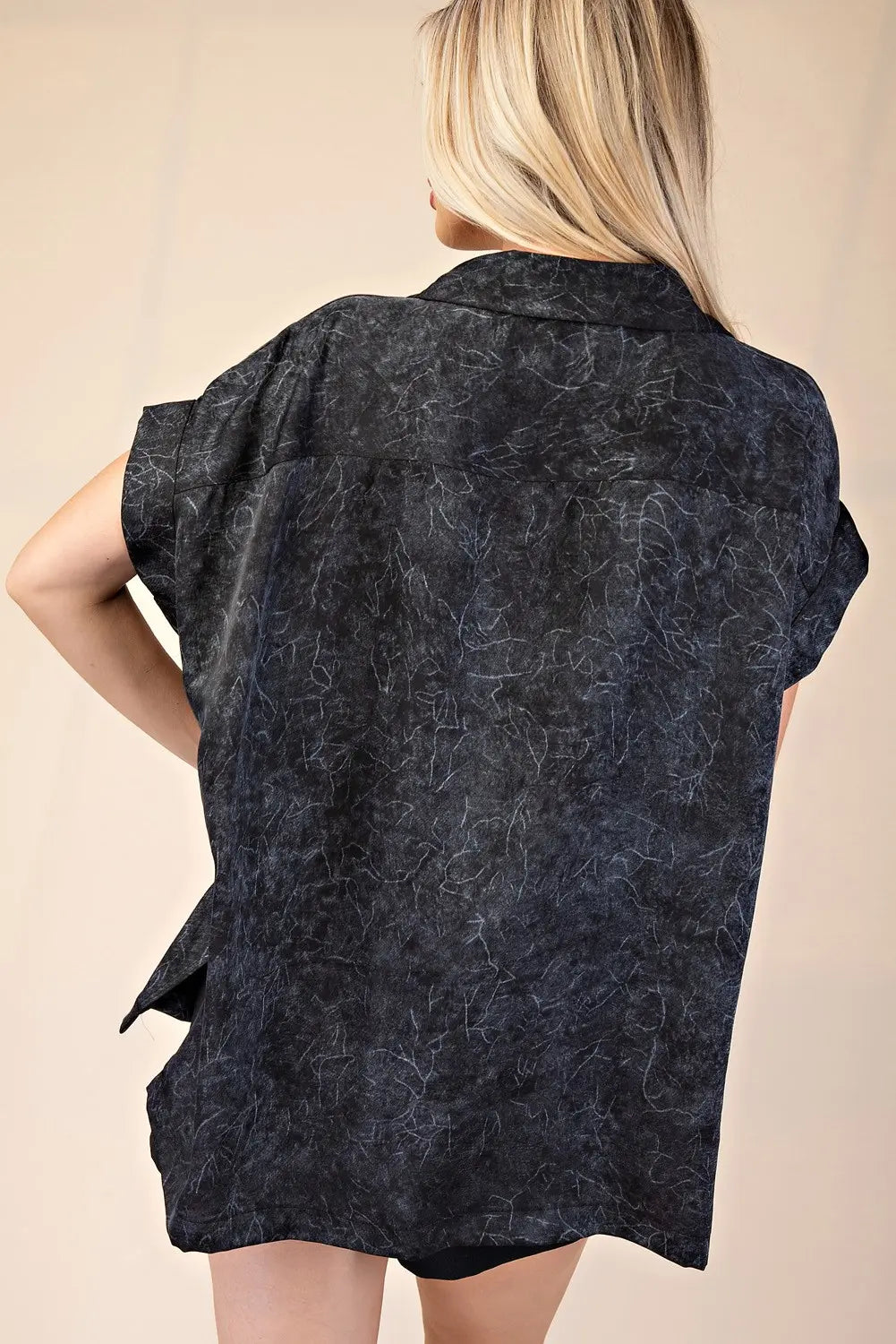 GLAM - Collar Neck Short Sleeve Button Down Shirt