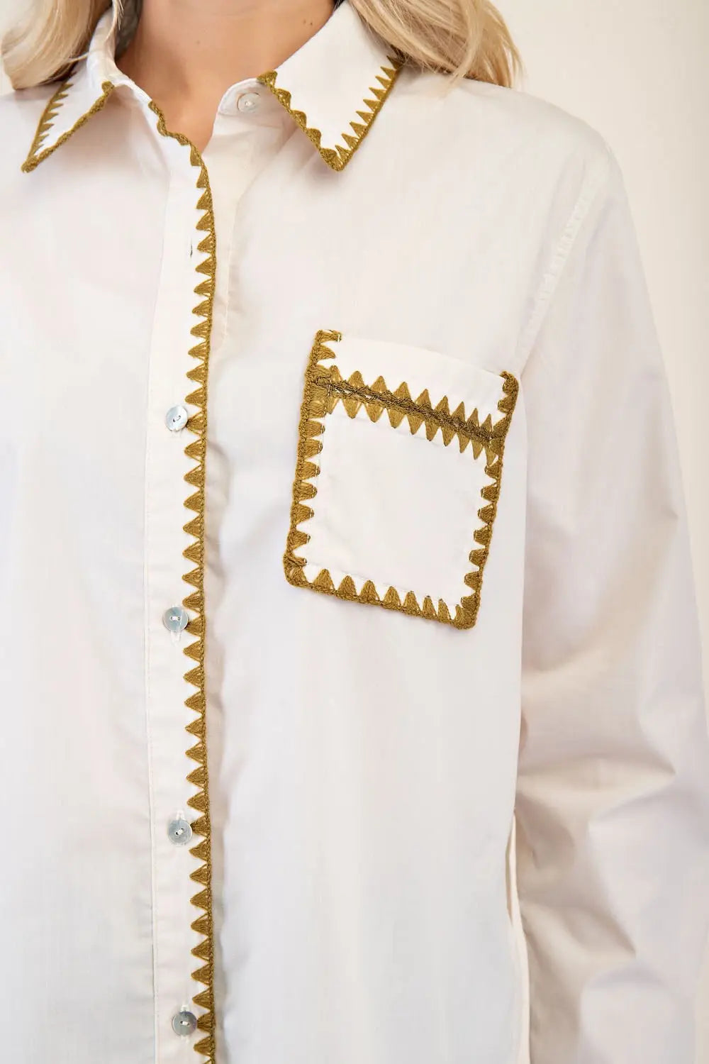 GLAM - Front Button Embroidered Shirt