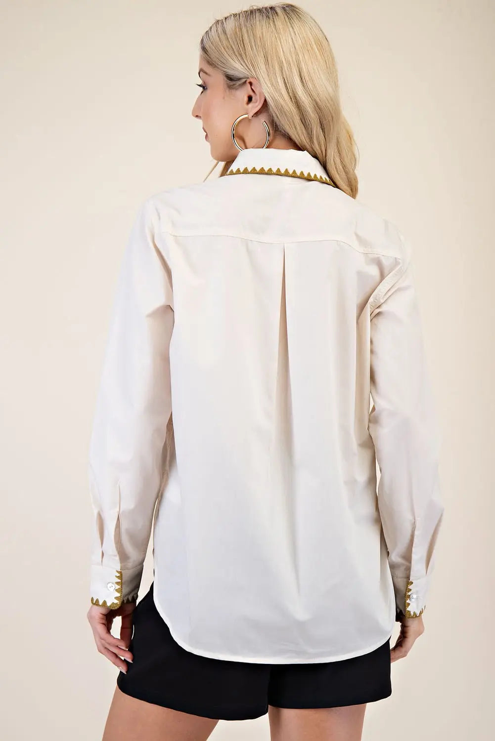 GLAM - Front Button Embroidered Shirt