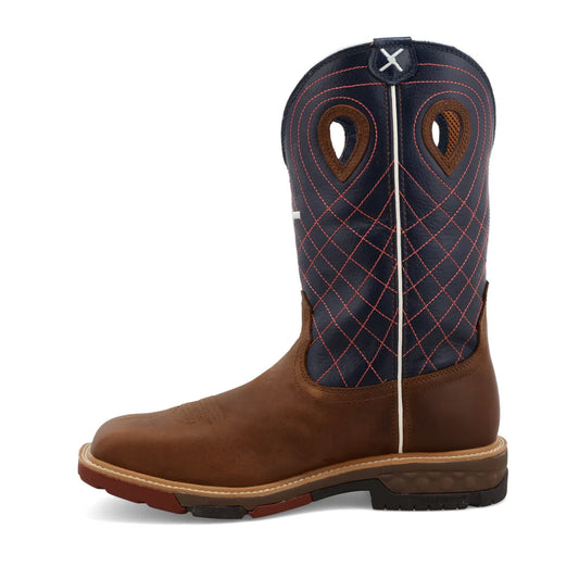 12" Western Work Boot - Mocha & Navy - MXBAW01