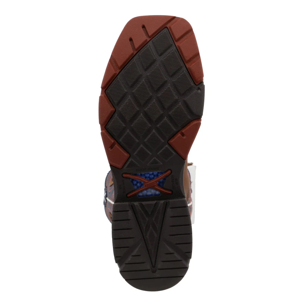 12" Western Work Boot - Mocha & Navy - MXBAW01