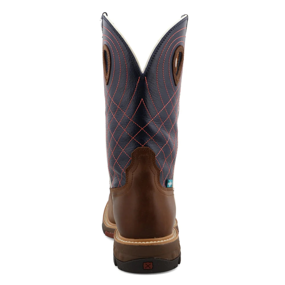 12" Western Work Boot - Mocha & Navy - MXBAW01