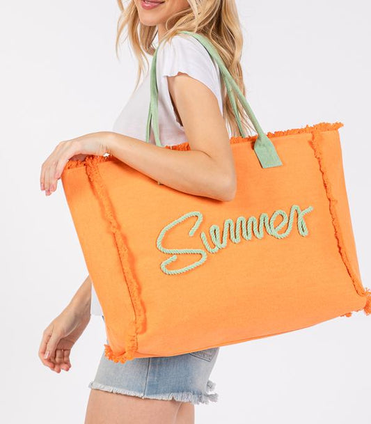 Summer Rope Letter Canvas Tote Bag