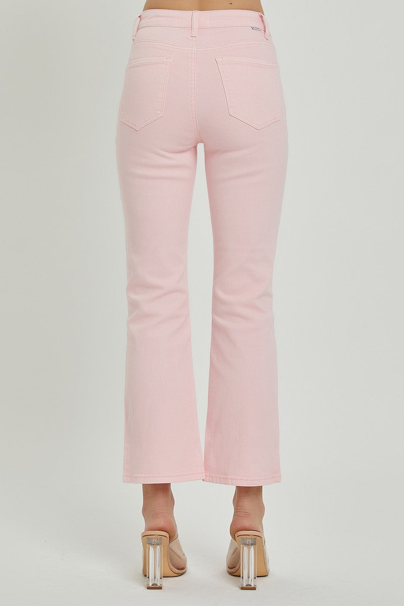 Pink High Rise Crop Straight Pants