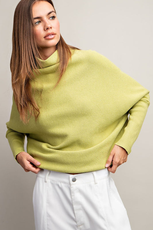 eesome - Dolman Sleeve Slouch Mock Neck Pullover