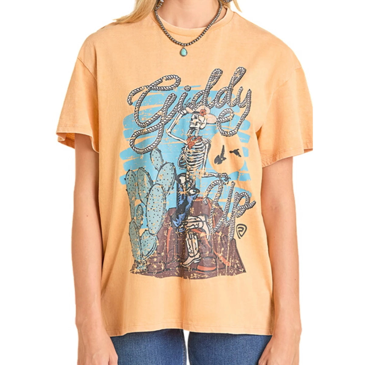 Women's Rock & Roll Oversized Giddy Up Graphic Tee