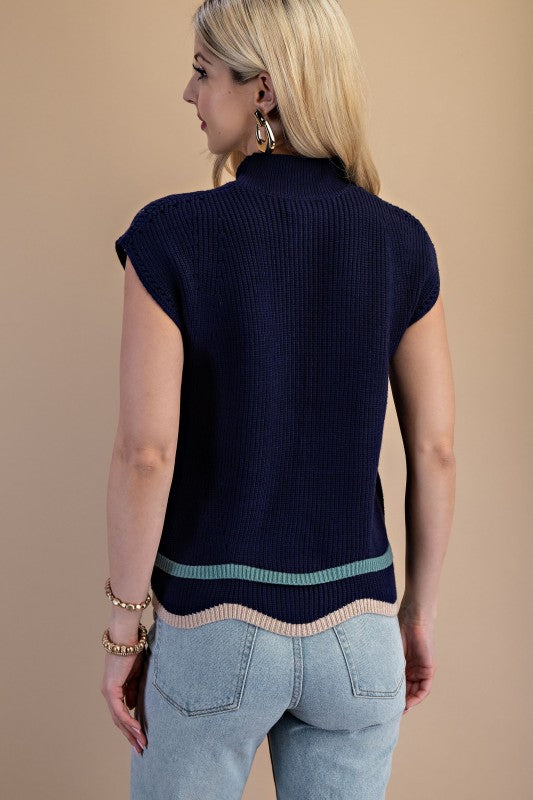 Mock Neck Knit Sweater Vest