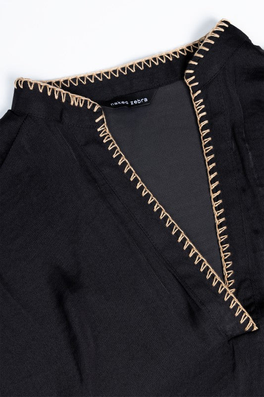 Whipstitch Drop Shoulder Regular Blouse