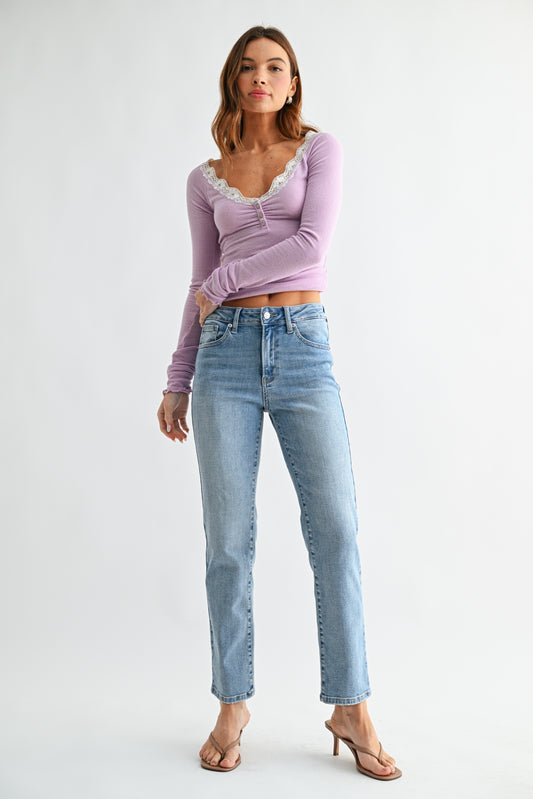 denim with a straight-leg fit that's flattering and effortlessly relaxed