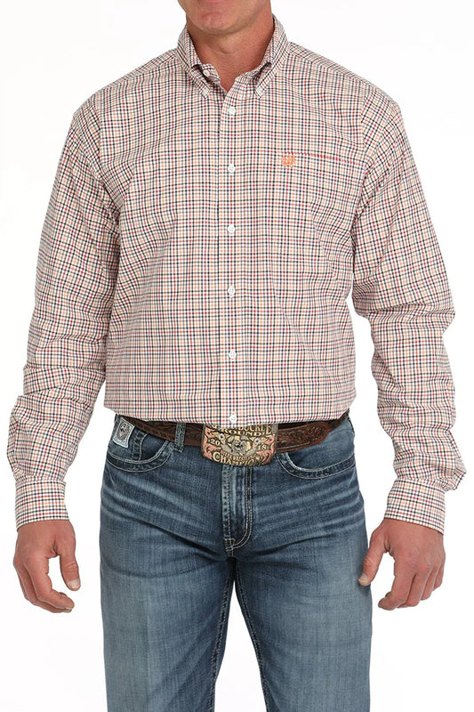 Men's Plaid Button-Down Western Shirt - White - MTW1105874