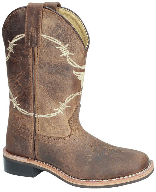 Smoky Mountain Kid's Logan Brown Wax Distress Leather Western Boot - 3923Y