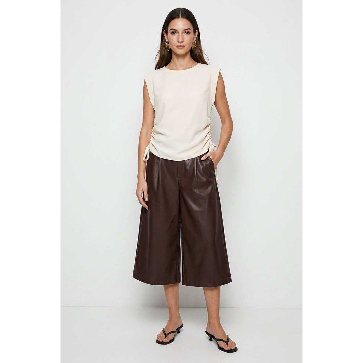 Naked Zebra - Ruched Side Short Sleeve Top