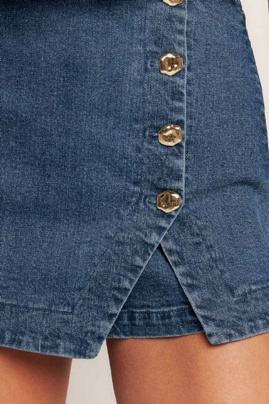 Denim Button Skort - IP9158