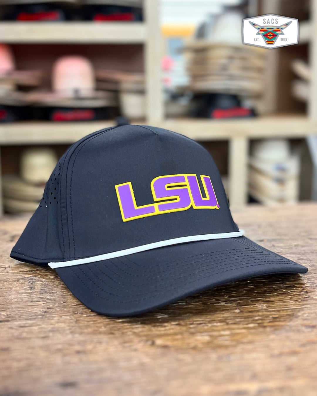 "LSU Purple Block" Curved 5 Panel Rope Hat
