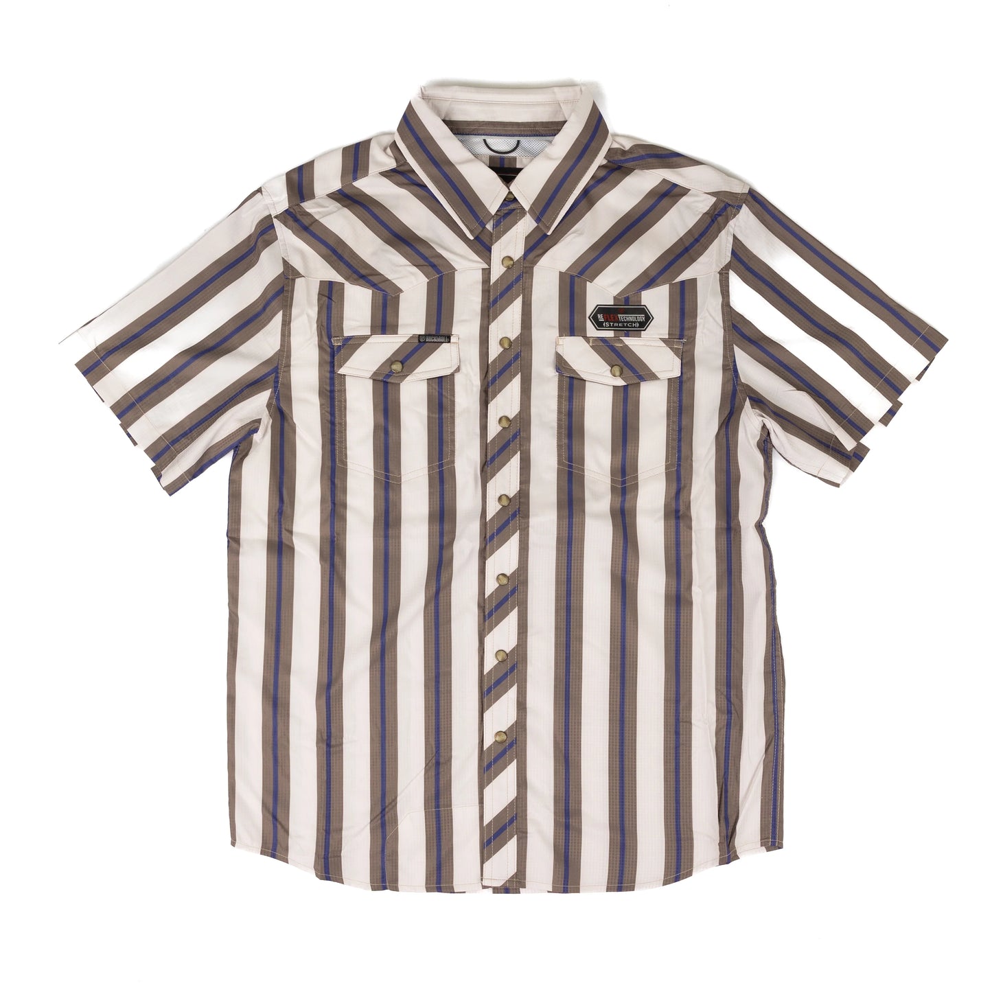 Rock and Roll Men's TEK Stripe Printed Short Sleeve Shirt BMN3S09455
