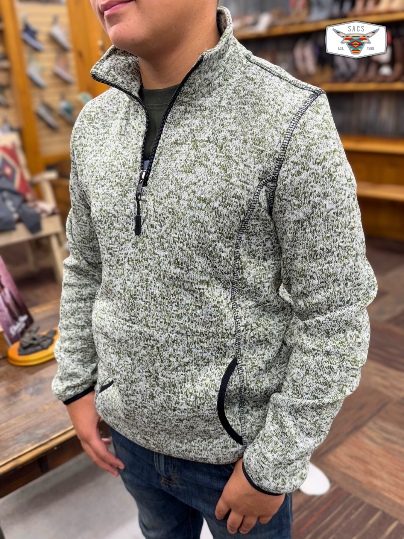 Panhandle Powder River 1/4 Zip Pullover DK91C04101 - Olive