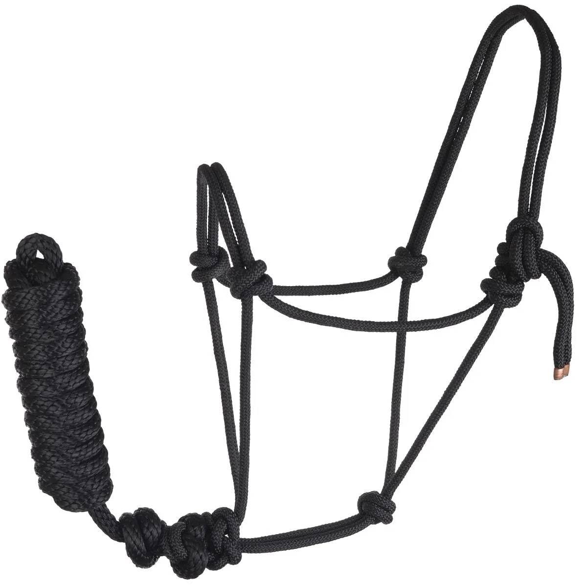 ROPE HALTER BLK WITH LEAD
