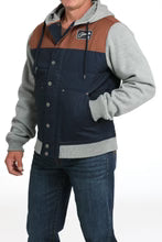 Cinch Men's Brown & Blue Color Blocked Canvas Hoodie Jacket