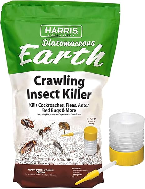 Harris Diatomaceous Earth Crawling Insect Killer, 4lb with Powder Duster Included Inside