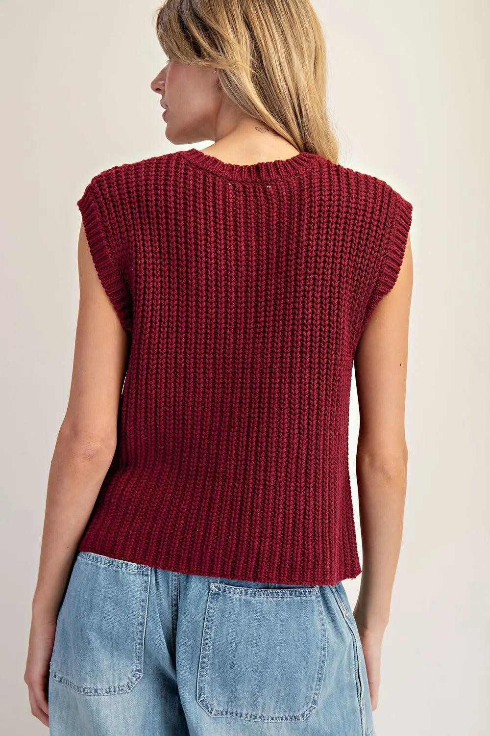 Chunky knit vest-wine