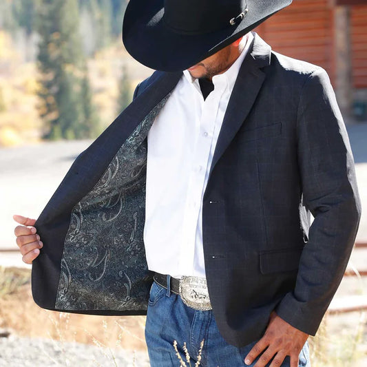 Cinch Men's Charcoal Plaid Dress Sport Coat