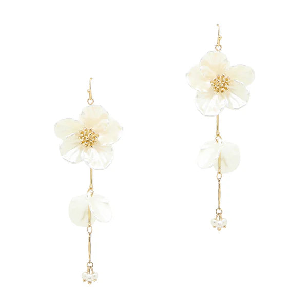 Pearlized Shell Flower 2.75" Drop Earring