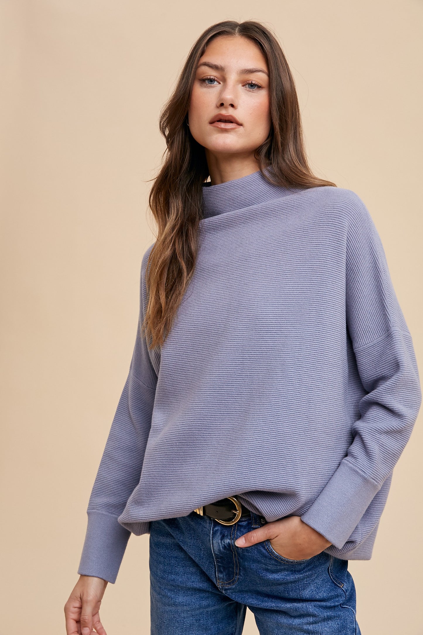 Oversized Fit Textured Sweater Tunic